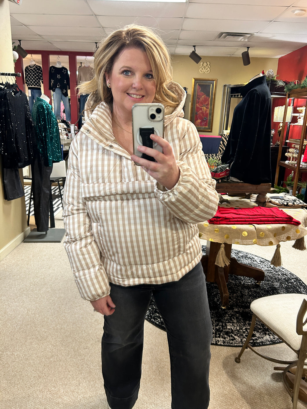 Beige Puffer Hoodie