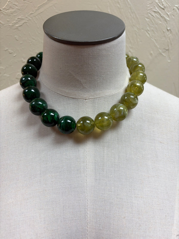 Green two toned beaded necklace