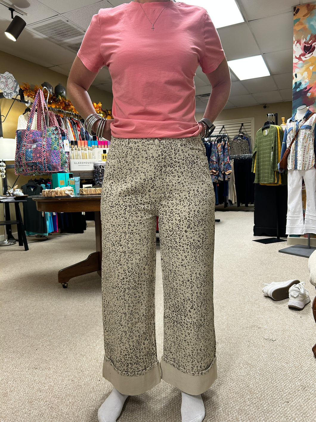 Rhonda Leopard Jean with Cuff
