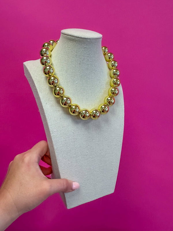 Statement Bead Necklace - Gold