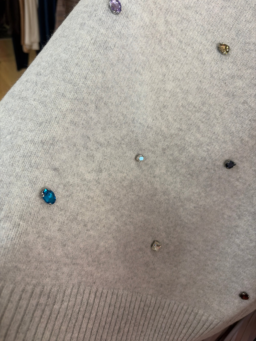 Rhinestone Gray Sweater
