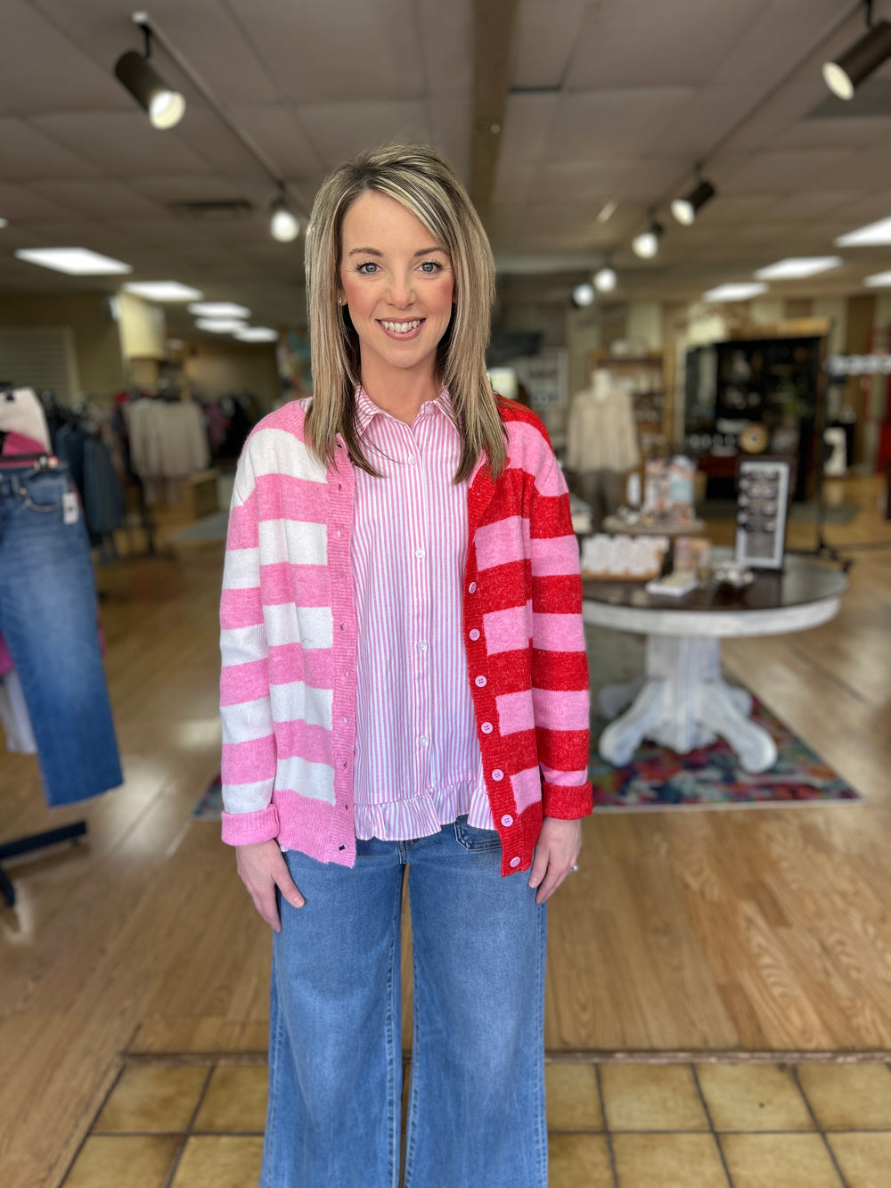 Pink and Red Cardigan