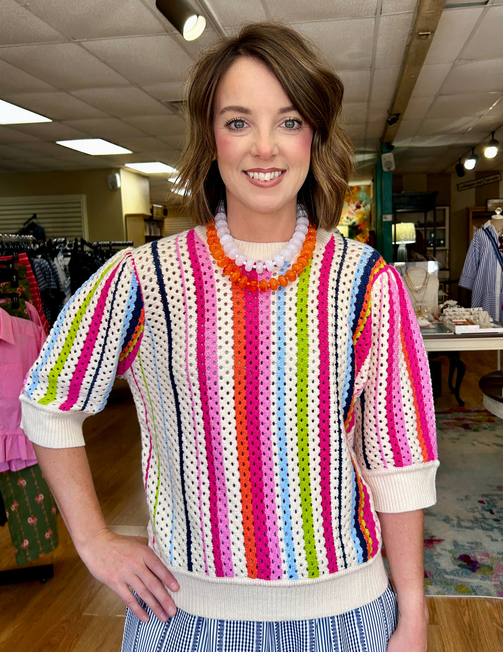 THML MUTLI COLORED SHORT SLEEVE SWEATER