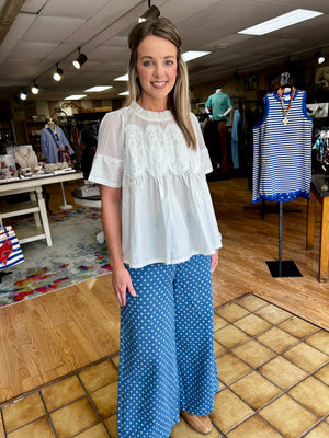 Applique Blouse- Whote