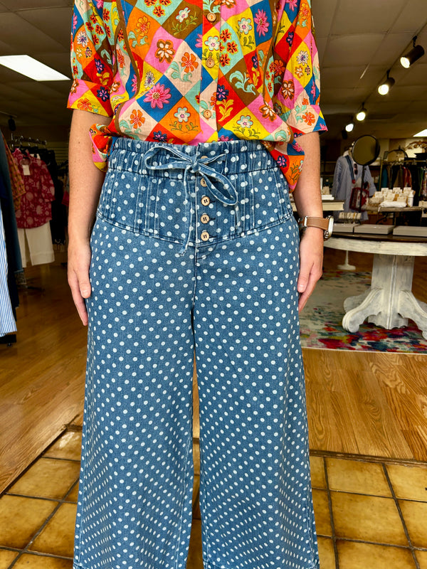 denim Polka dot Pants