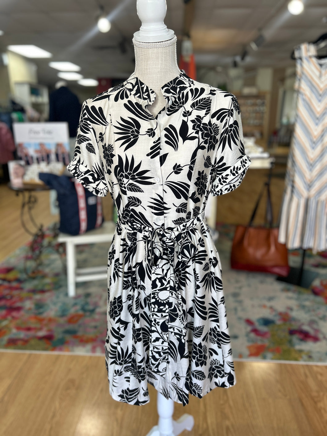 Annie Black and White Floral Dress