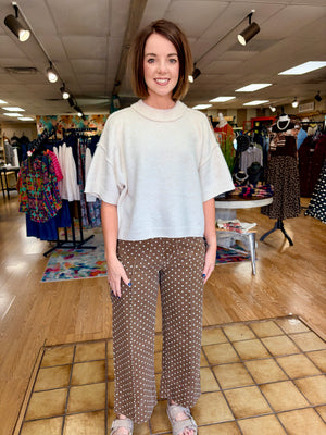 Brown and White Polka Dot Jean