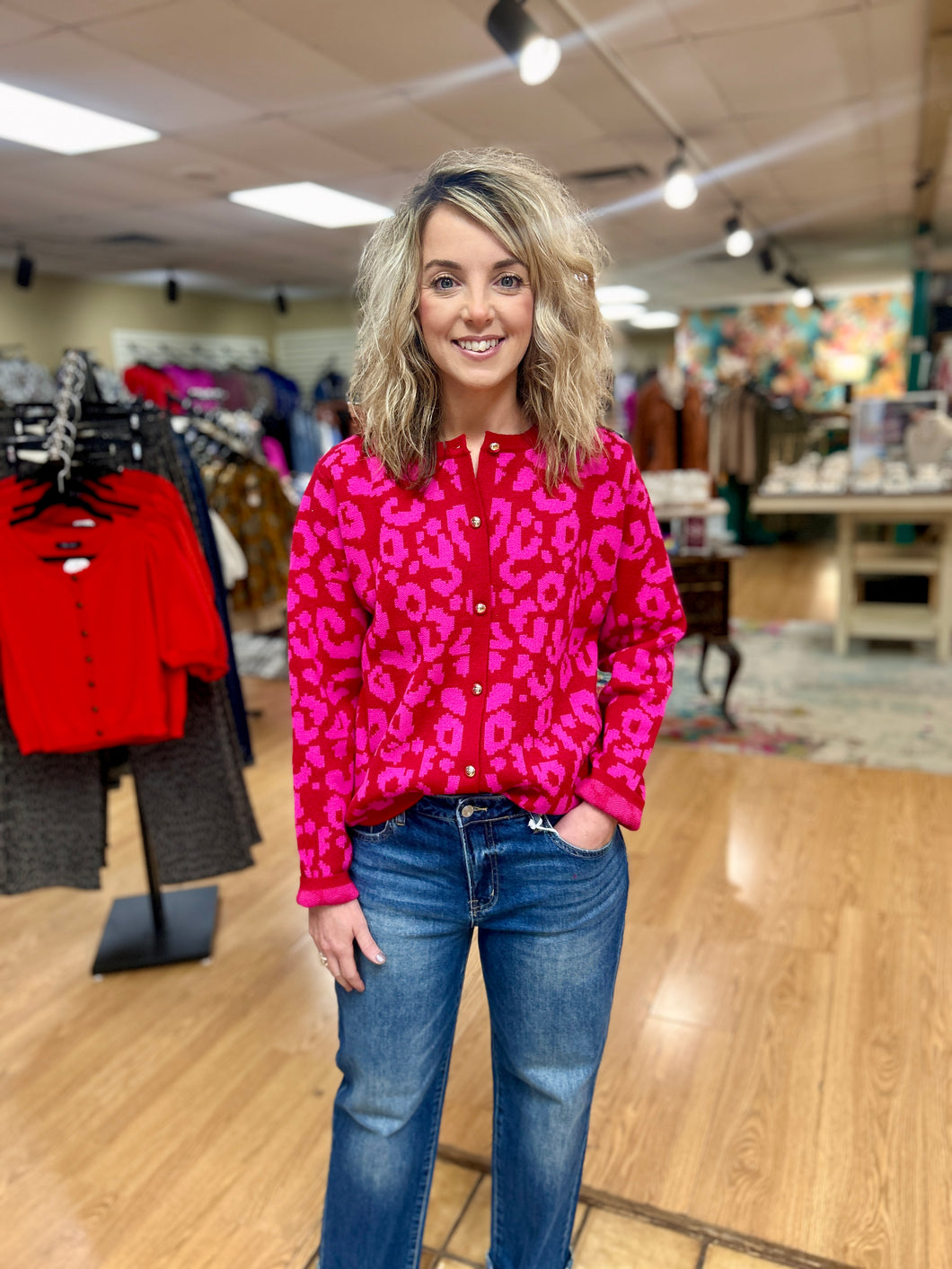 Pink and Red Cardigan