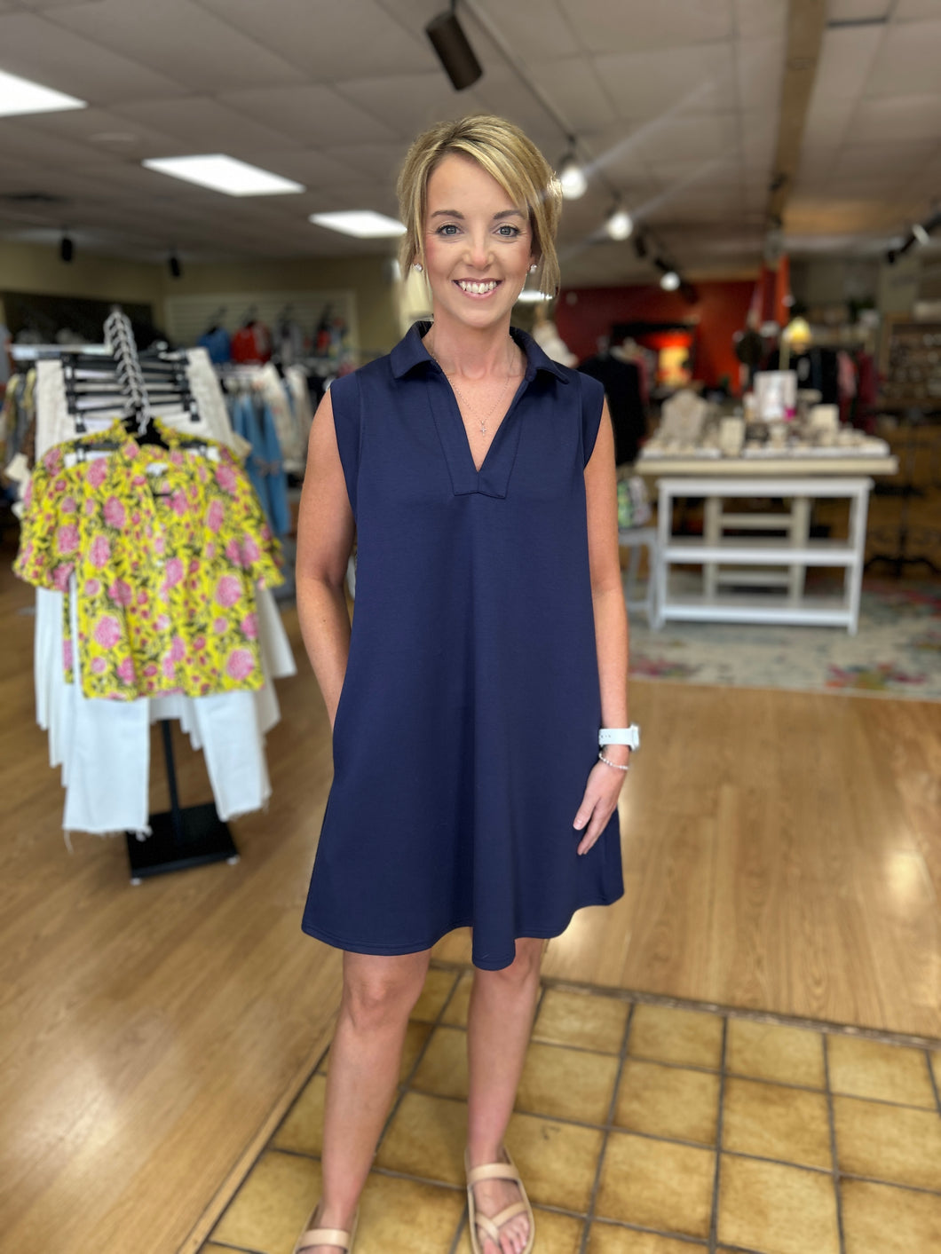 Navy Modal Sleeveless Tennis Dress