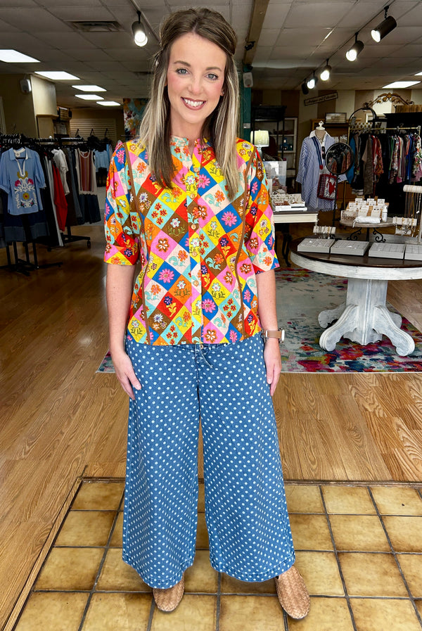 denim Polka dot Pants