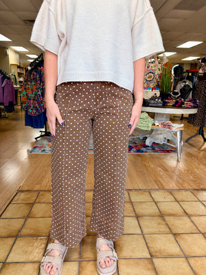 Brown and White Polka Dot Jean