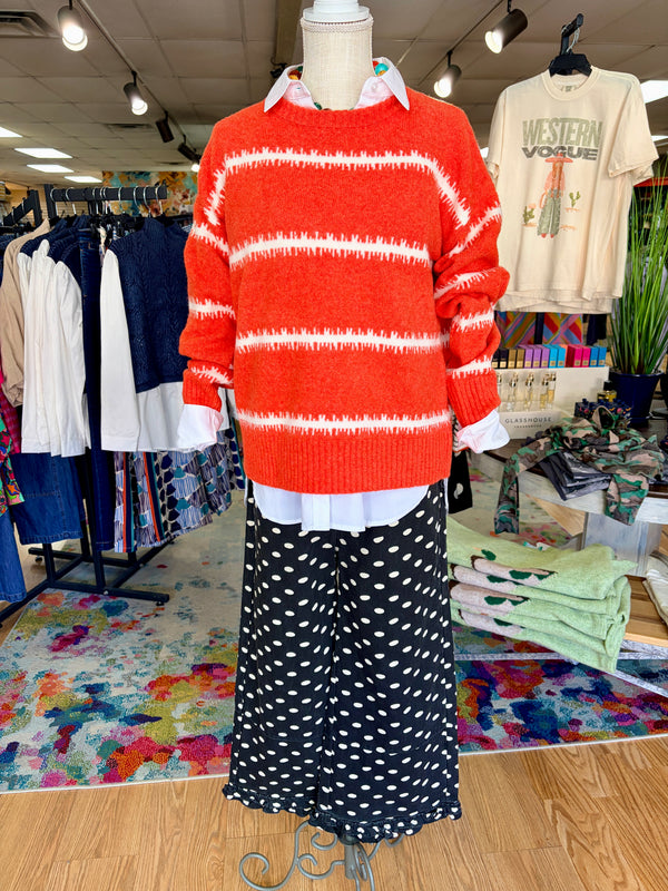 Orange Crew Neck Boxy Sweater