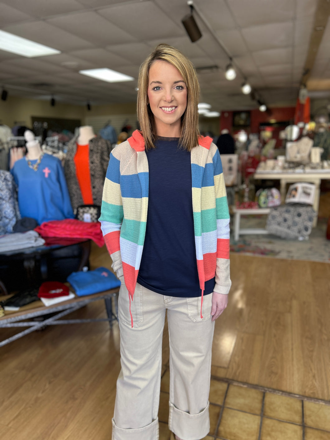 FDJ Striped Hooded Cardigan