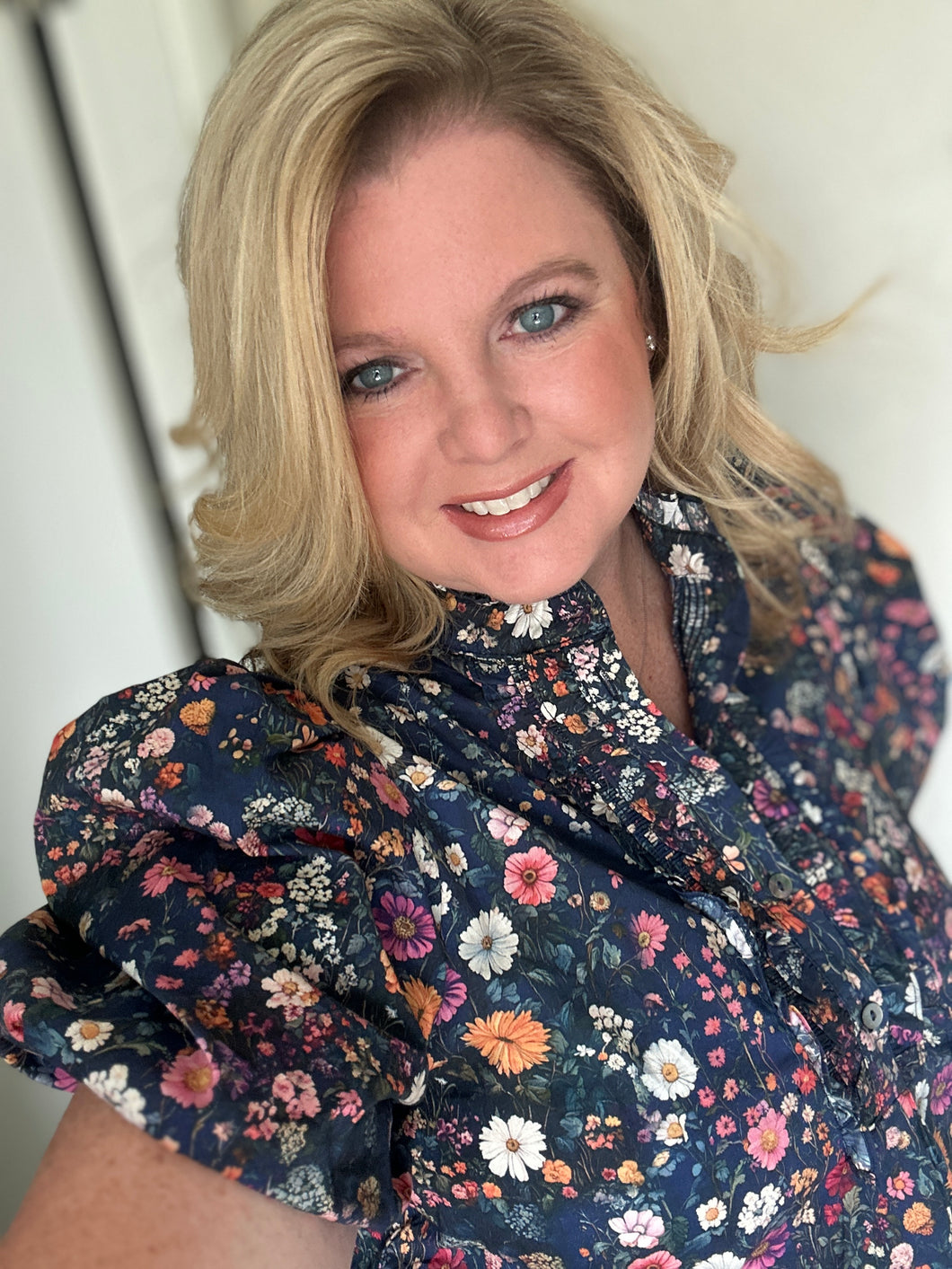 Navy Floral Blouse