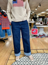 Load image into Gallery viewer, High Rise Cuffed Wide Leg- Dark Wash
