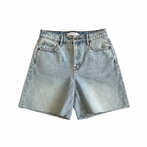 light wash denim wash shorts