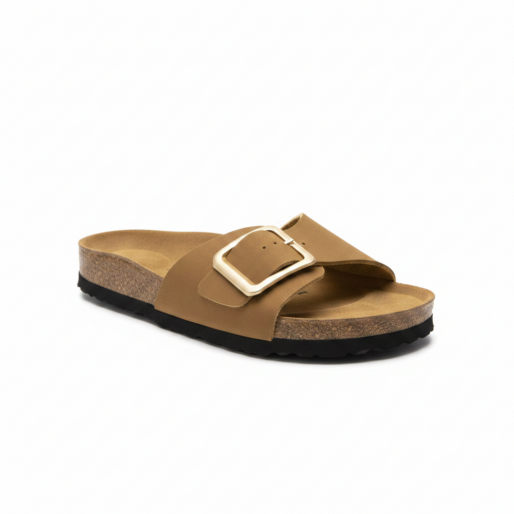 Project Cloud - tan leather slide