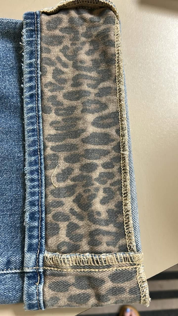 Leopard Cuff High Rise Dad Jean