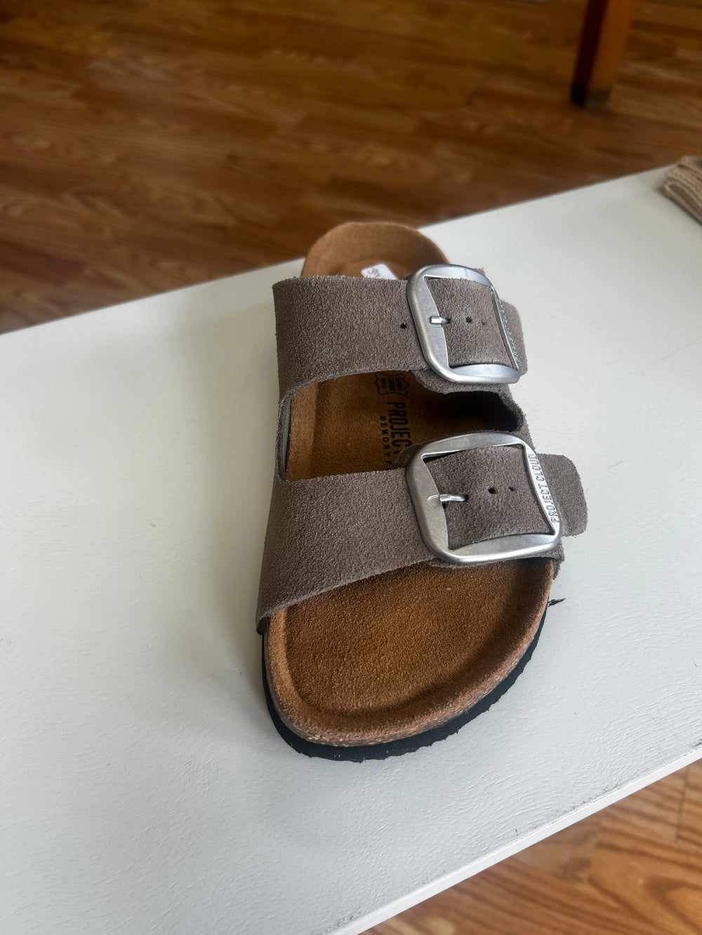 Project Cloud Taupe Suede Slides