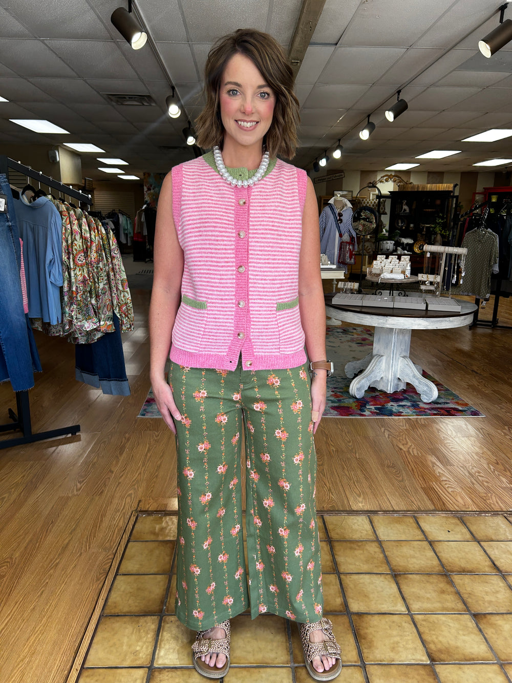 Olive Floral Jean