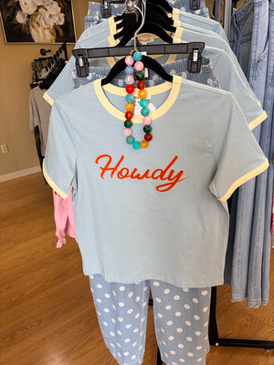 Howdy light blue tee
