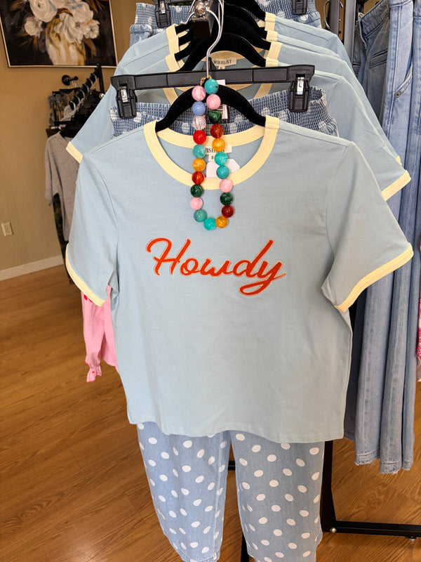 Howdy light blue tee