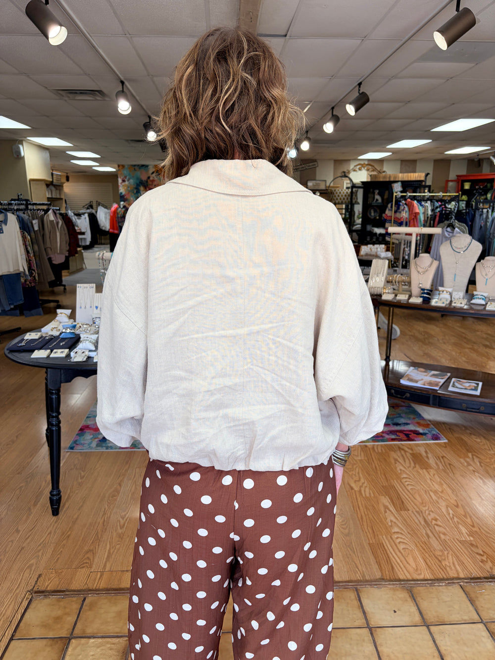 Zip up tencel  jacket-natural