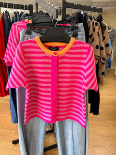 Dark Pink and Neon Orange Collar Cardigan