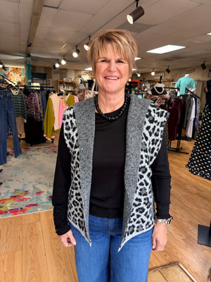 Leopard Hooded Sweater Vest