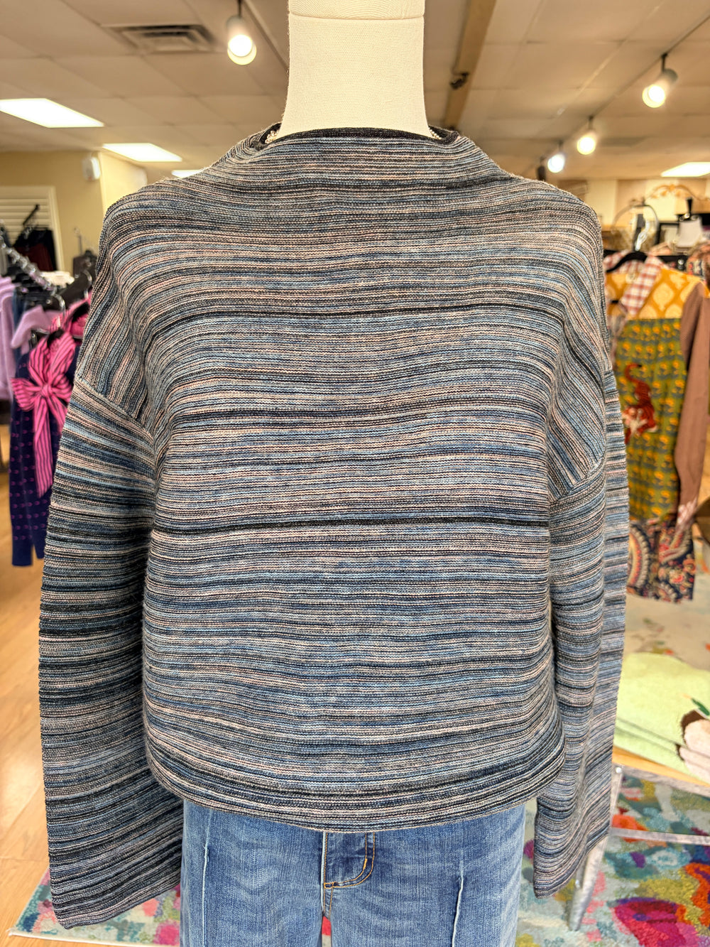 FDJ Mock Neck Sweater- indigo