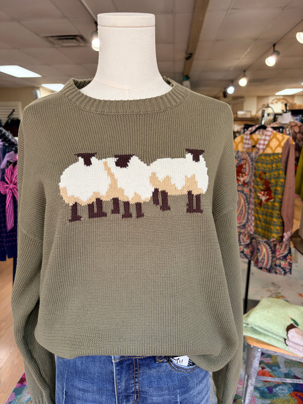 Sheep Sweater- Olive Green