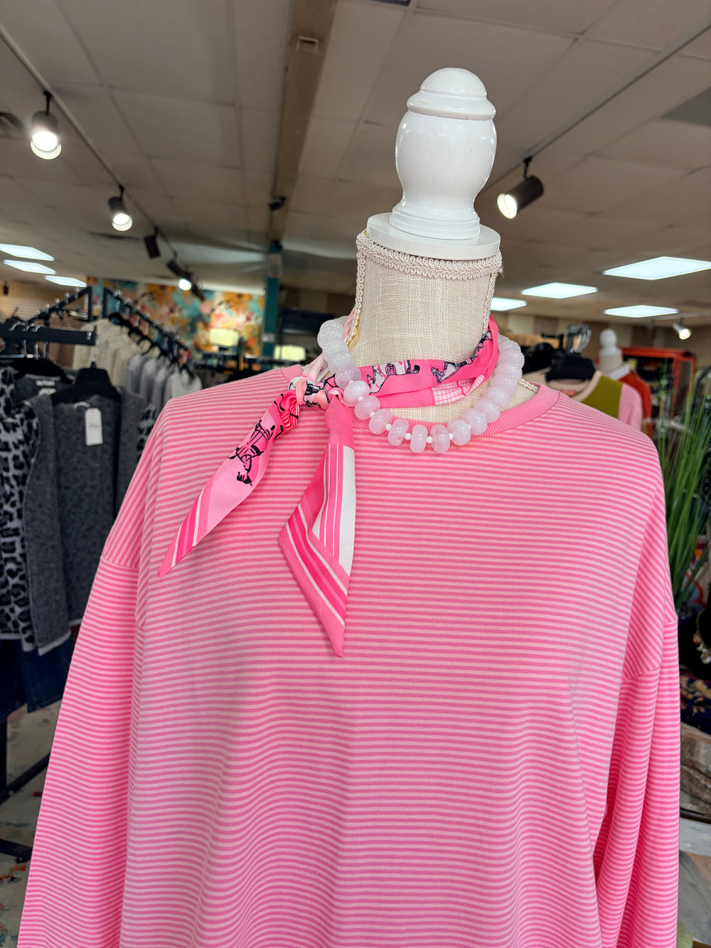 Pink and white stripe set