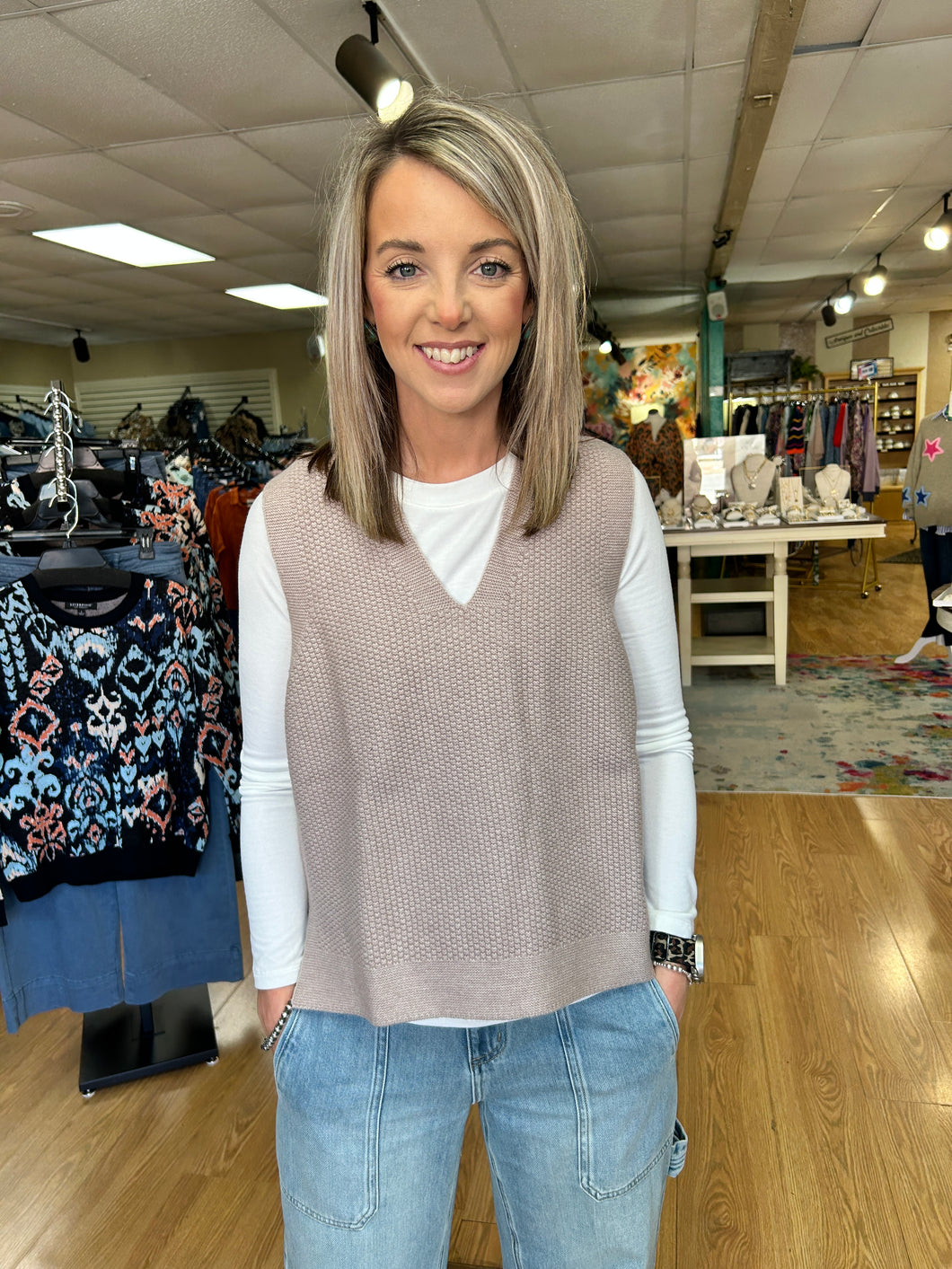 Taupe Sweater Vest